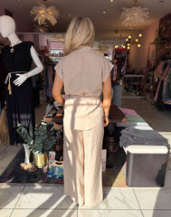 The Nancy - Linen Short Sleeve Pocket Two Piece