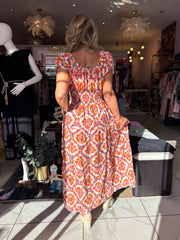 The Taylor - Vintage Floral Print Tiered Maxi Dress