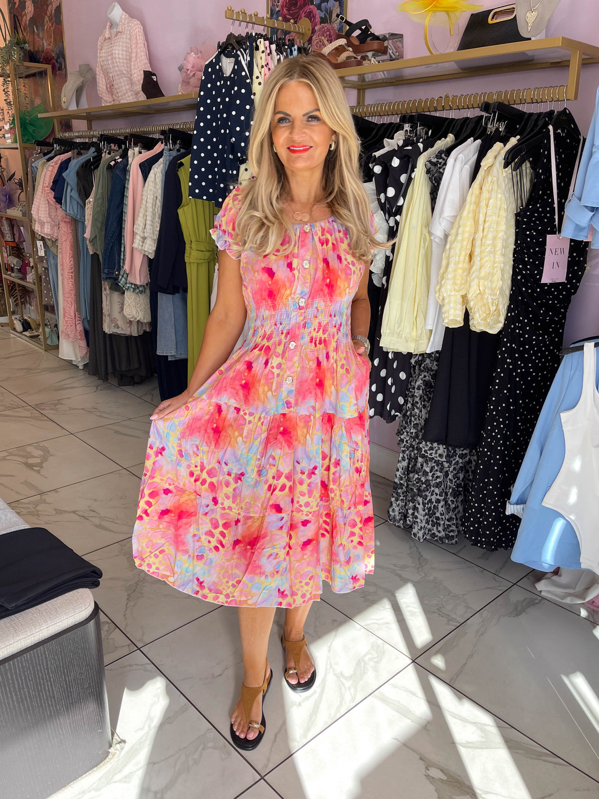 The Nicole - Vibrant Abstract Tiered Midi Dress