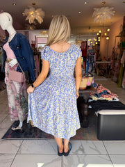 The Nicole - Botanical Print Tiered Midi Dress