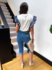 The Lucia - Polka Dot Frill Sleeve T-Shirt