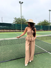 The Olivia- Strapless Frill Waist Jumpsuit