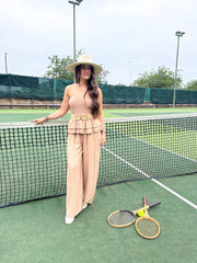 The Olivia- Strapless Frill Waist Jumpsuit