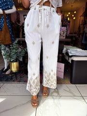 The Kerri- Gold Thread Detail Trousers