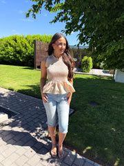 The Ayla - Sleeveless Frilled Peplum Top