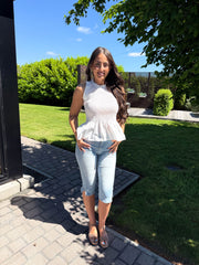 The Ayla - Sleeveless Frilled Peplum Top
