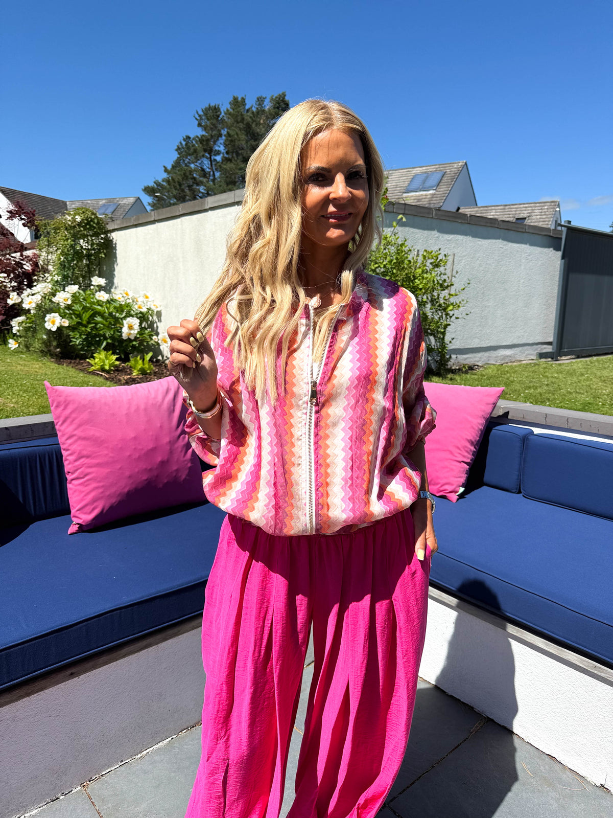 The Leah - Zig Zag Print Bomber Jacket