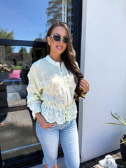 The Leah - Yellow Embroidered Bomber Jacket