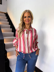 The Leah - Zig Zag Print Bomber Jacket
