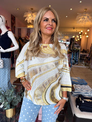 The Flossy - Gold Swirl Knit Top