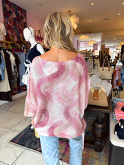 The Flossy - Pink Abstract Knit Top