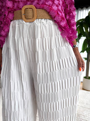 The Lianna - Crinkled Trousers with Ratan Belt