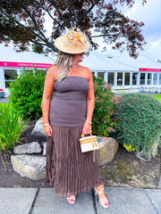 The Margot - Chocolate Strapless Pleated Skirt Dress