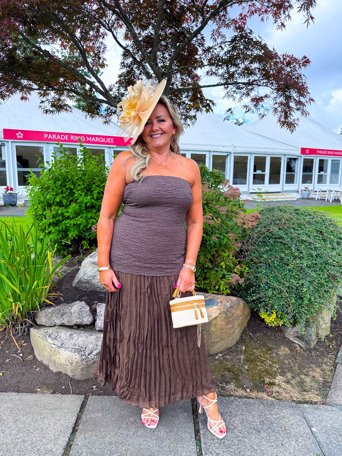 The Margot - Chocolate Strapless Pleated Skirt Dress