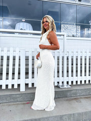 The Ariana - Sequin Halter Cowl Neck Maxi Dress