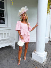 The Maisie - Pink Lace Skort Coord