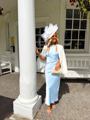 The Joanna - Blue Satin Twist Maxi Dress
