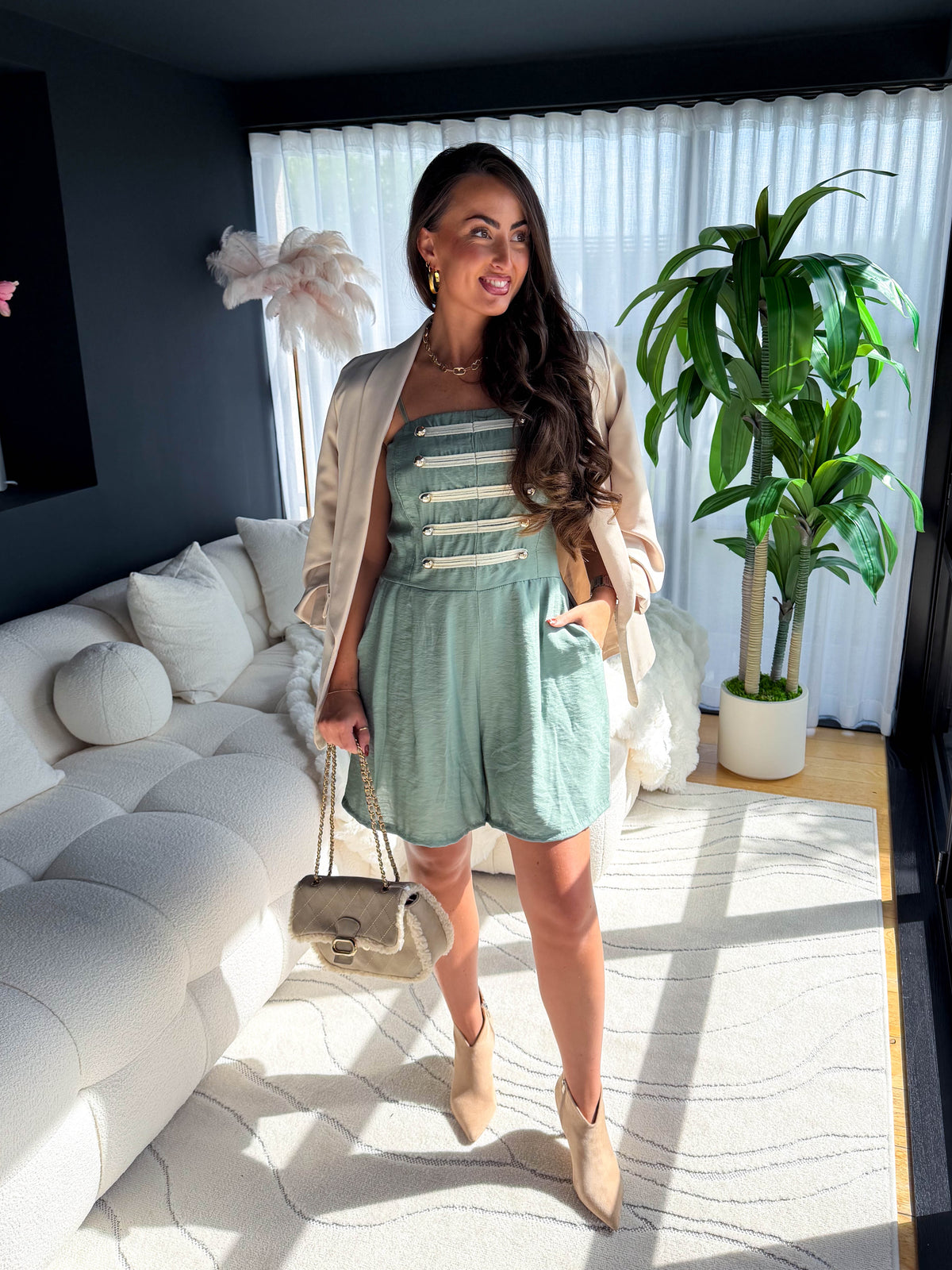 The Isla - Button Military Playsuit