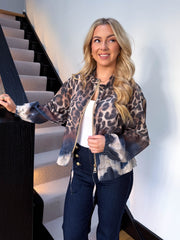 The Leah - Water Colour Leopard Sheer Bomber Jacket