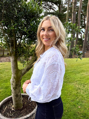 The Leah - White Broidery Anglaise Bomber