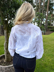 The Leah - White Broidery Anglaise Bomber