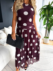 The Cassidy - Polka Dot Mesh Midi Dress