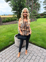 The Rochelle - Leopard Print Tiered Strappy Blouse