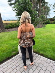 The Rochelle - Leopard Print Tiered Strappy Blouse