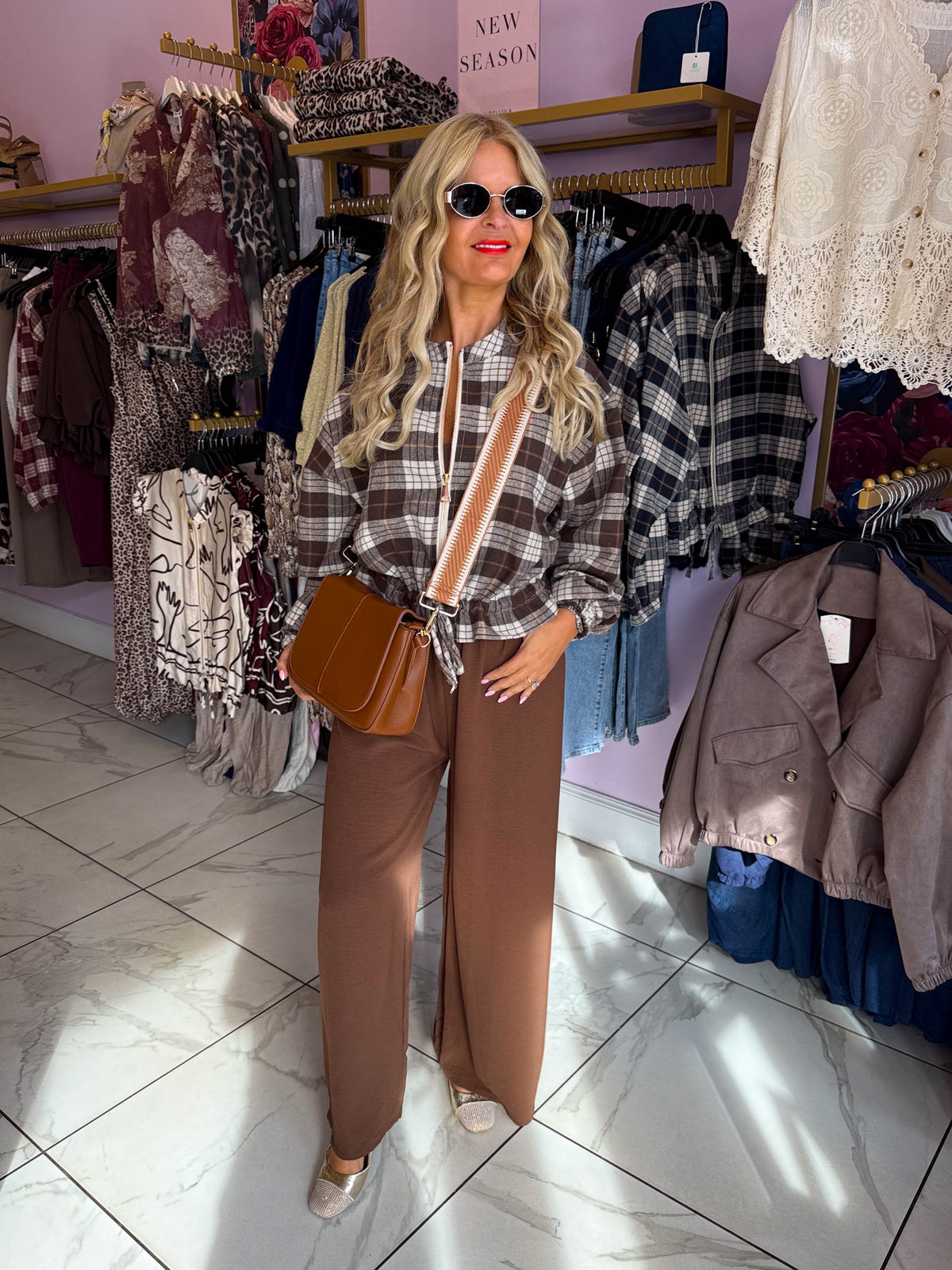 The Leah - Tartan Print Bomber Jacket