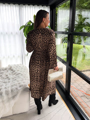 The Rowan - Leopard Print Gold Fleck Slinky Midi Dress