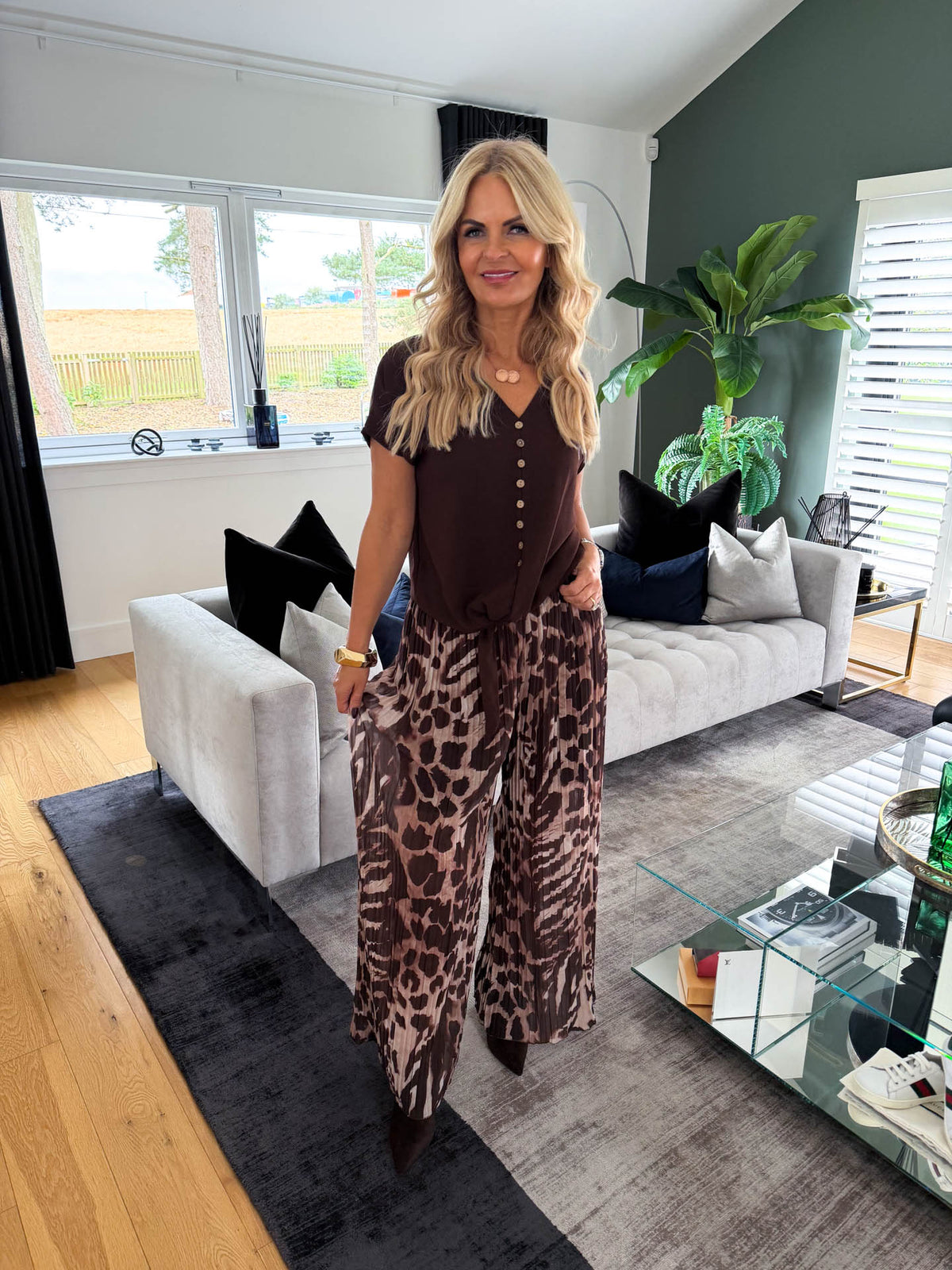 The Dahlia - Mixed Animal Print Pleated Trousers
