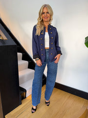 The Luna - Leopard Print Diamante Barrel Leg Jeans