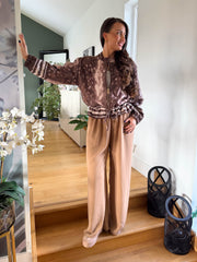 The Leah Suedette - Muted Deer Print Bomber Jacket