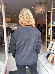 The Oona - Suede Collar Drawstring Waist Utility Jacket