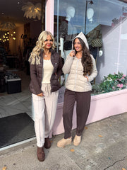 The Margot - Padded Hooded Jacket with Knitted Sleeves