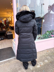 The Polly - Black Longline Faux Fur Puffer Coat