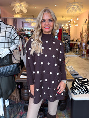 The Teagan - Chocolate Polka Dot Poncho Style Knit