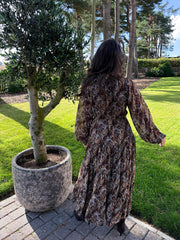 The Penelope - Brown Paisley Print Tiered Midi Dress