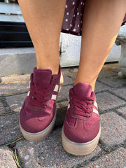 The Freya - Wine Beige Stripe Platform Trainer