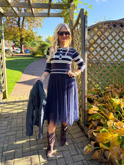 The Valentina - Navy Stripe Knitted Top Tulle Skirt Dress