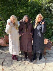 The Polly - Black Longline Faux Fur Puffer Coat