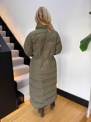 The Lesley - Khaki Quilted Maxi Coat