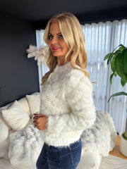 The Harrie - Diamante Detail Fluffy Knit Cardigan