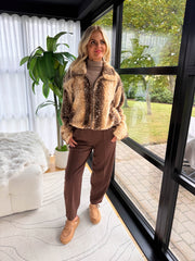 The Bambi - Doe Print Faux Fur Zipper