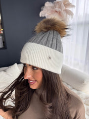 The Ellia - Two Tone Pom Pom Hat