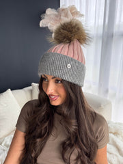 The Ellia - Two Tone Pom Pom Hat