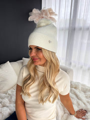 The Lola- Pom Pom Hat with Gold Heart Detail