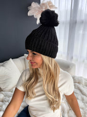 The Sloane - Faux Wool Fur Pom Pom Hat