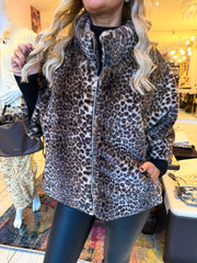 The Mia - Faux Fur Leopard Print 3/4 Sleeve Jacket