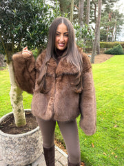 The Evie - Reversible Leather and Chocolate Faux Fur Jacket
